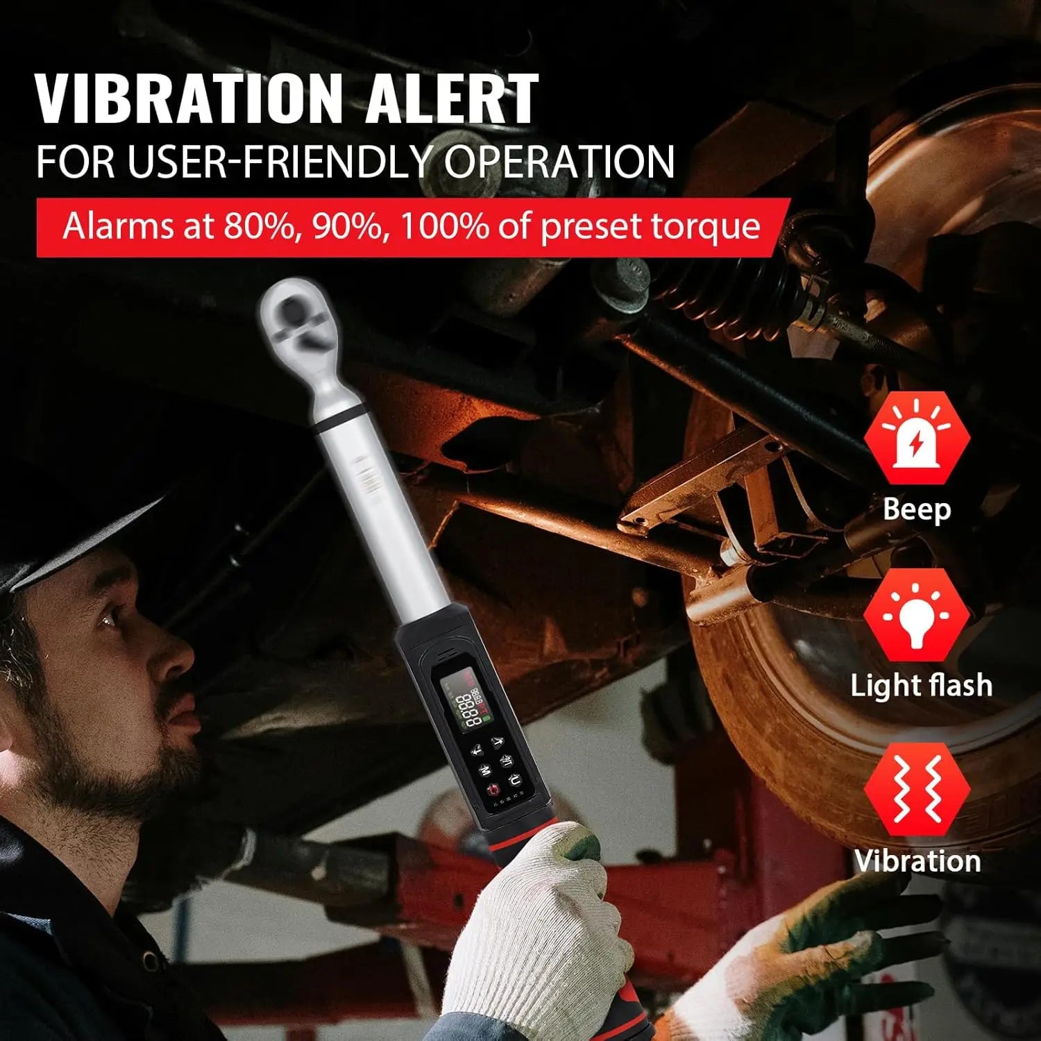 Digital Torque Wrench Set with 3/8-inch Drive, ±1% Accuracy, Suitable for Automotive and Bicycle Applications