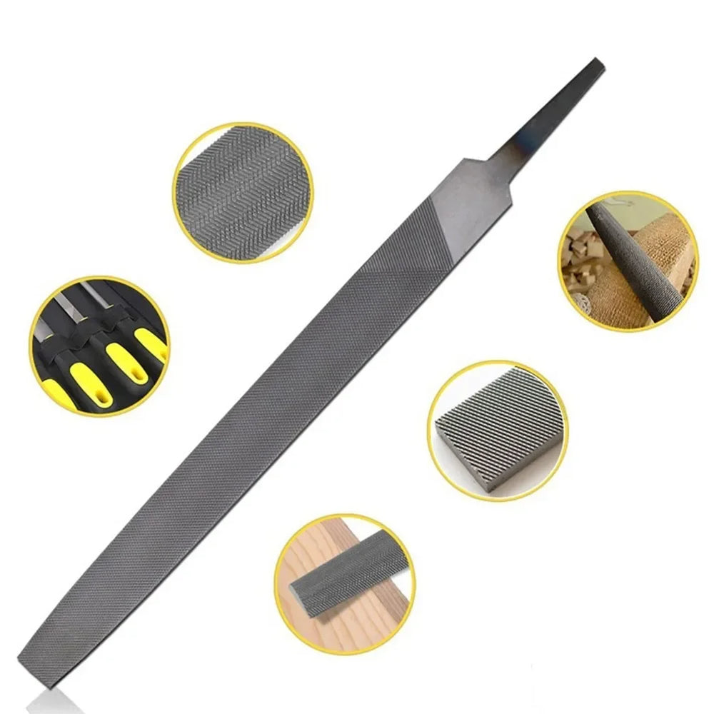 5Pcs 6 Inch Industrial Steel Files Set Flat/Round/Half Round/Triangle/Square For Metalworking Woodworking Steel Rasp File Flat