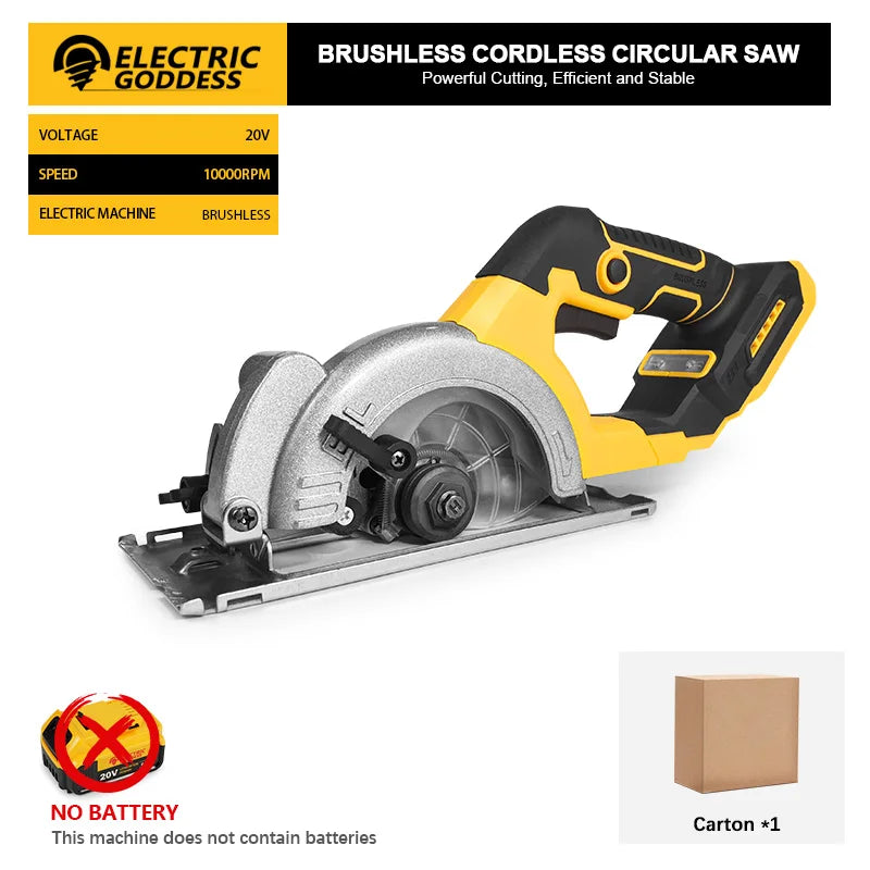 Electric Goddess 5in Brushless Cordless Circular Saw 1000W Handheld Woodwork Saw Power Tool