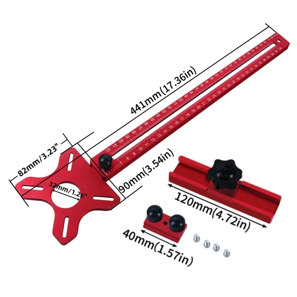 3-in-1 Router Circle Cutting Jig, Woodworking Milling Groove Bracket, Aluminum Circular Auxiliary Tool