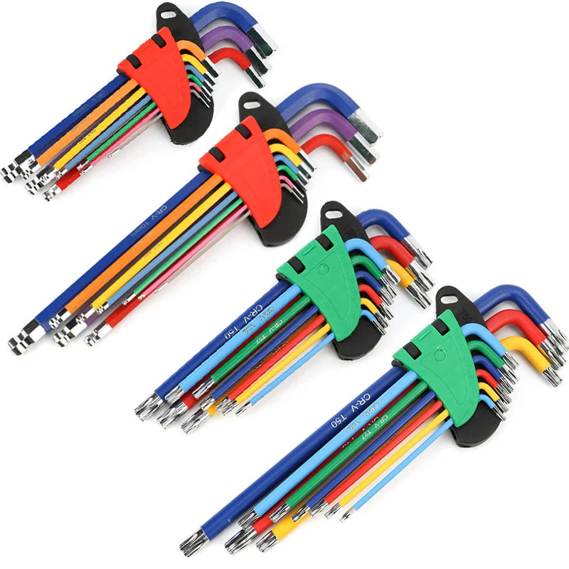 Allen Key Set L Wrench Kit For Allen Screw 9PCS Long Arm Hex Key Set 1.5mm To 10mm Hexagon Spanner Hand Tools For Bicycle Repair
