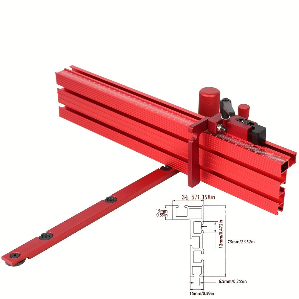 Table Saw Miter Gauge Miter Bar for 3/4 x 3/8 Inches, with Adjustable Flip Stop and Fence For Woodworking Crosscut, Miter Cut