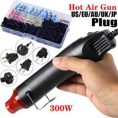 300W Electrical Mini Heat Gun Handheld Hot Air Gun with 300PCS Heat Shrink Butt for DIY Craft Embossing Shrink Wrapping PVC