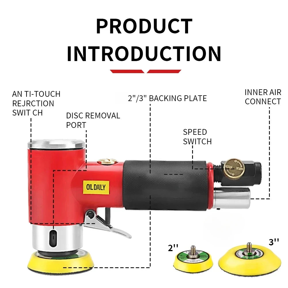 New Protable Random Orbit Air Sander Mini Pneumatic Grinding Machine for Car Polishing High Speed Air Powered Sanding Polisher