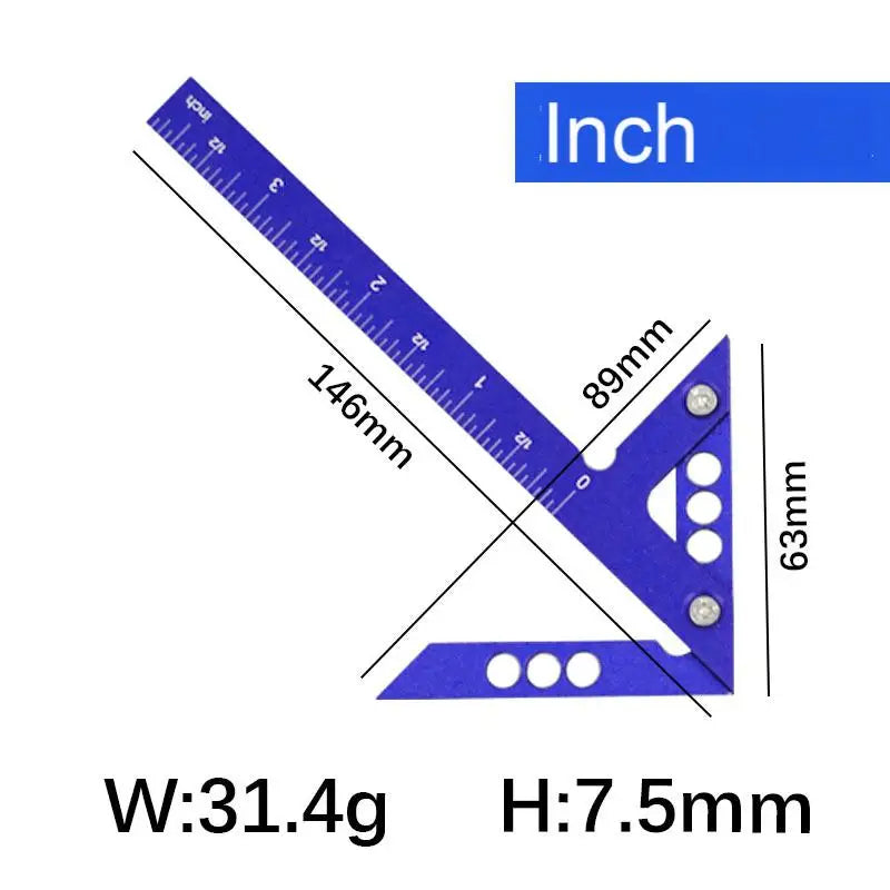 Center Finder Woodworking Square 45 90 Degree Angle Gauge Carpenter Ruler Wood Measuring Tool with Scribe for Accurate Marking