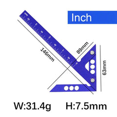 Center Finder Woodworking Square 45 90 Degree Angle Gauge Carpenter Ruler Wood Measuring Tool with Scribe for Accurate Marking