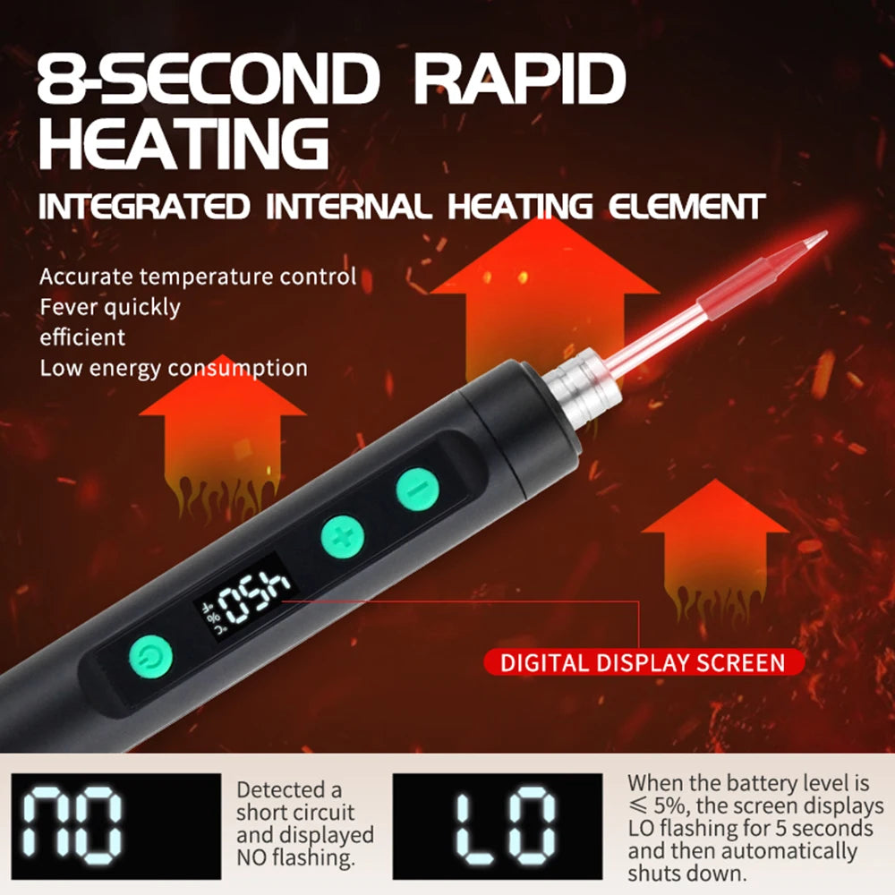 Portable Wireless Soldering Iron with Intelligent Temperature Control Fast Heating Type-C Soldering Kit for Electronics Repair