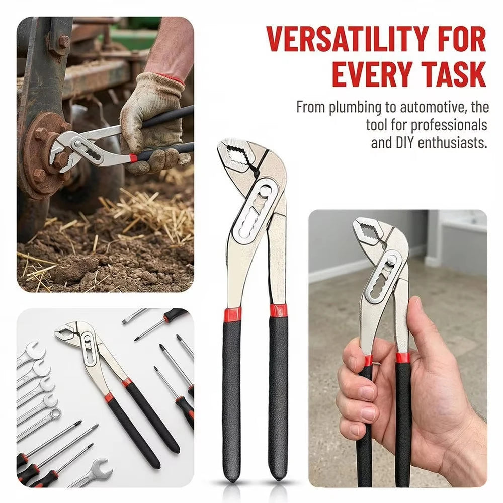 8-10-12inch Water Pump Pliers Wrench Quick-Release Adjustable Plumbing Pliers Pipes Repairing Clamp Pliers Non-slip Manual Tools