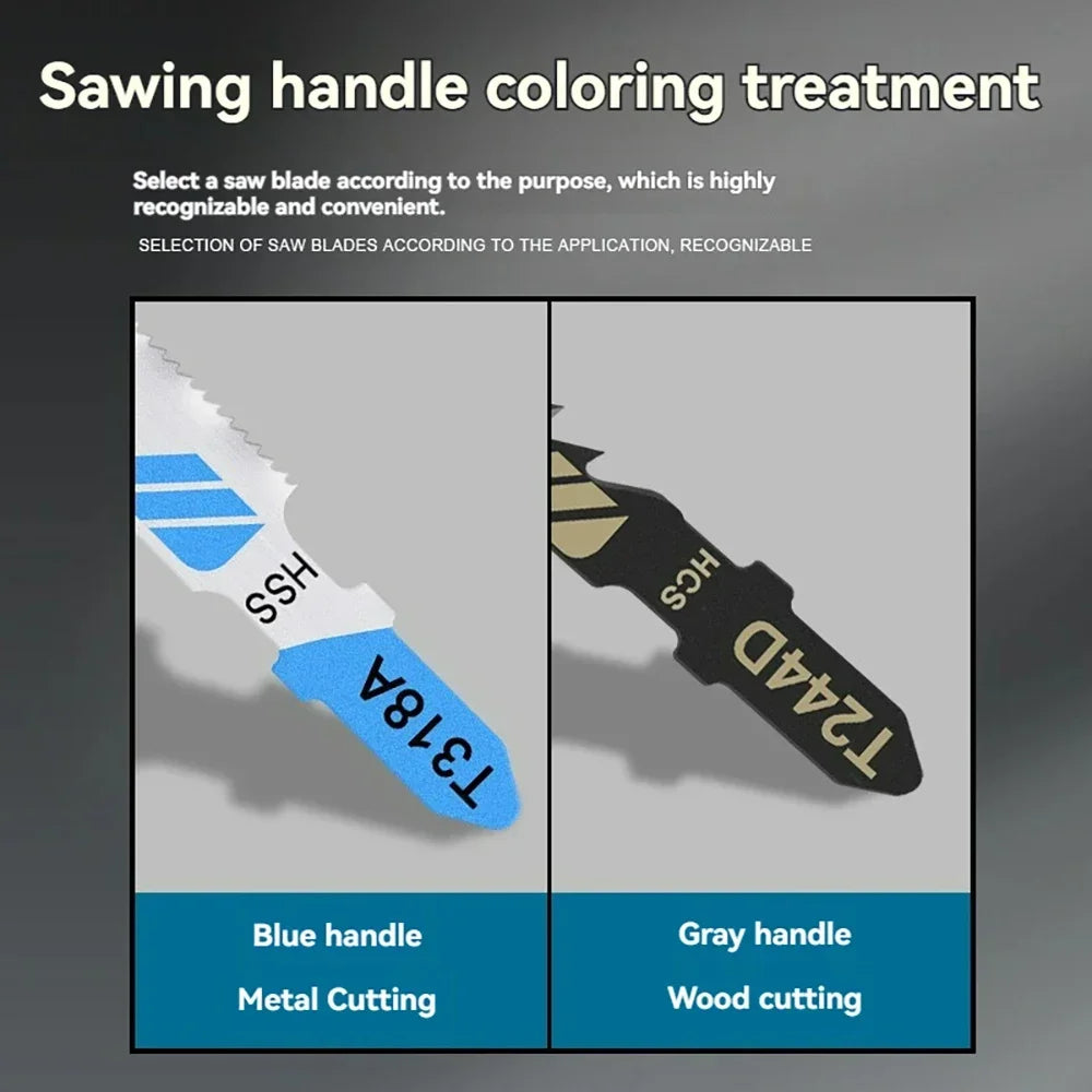10/20/30/40/50/60/70/80/90/100PCS Jigsaw Blade Set T-Shaft HCS HSS Jig Saw Blades for Wood Plastic and Metal Cutting