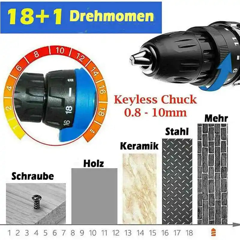DayPlus 21V Mini Cordless Drill Kit 45Nm, 25+1 Torque Settings, Screwdriver Set with Carrying Case