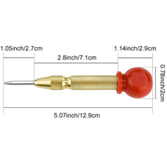 5inch Automatic Center Center Punch with Spring & Cushion Cap for Metal, Wood, Glass, Plastic - Golden Hand Tool