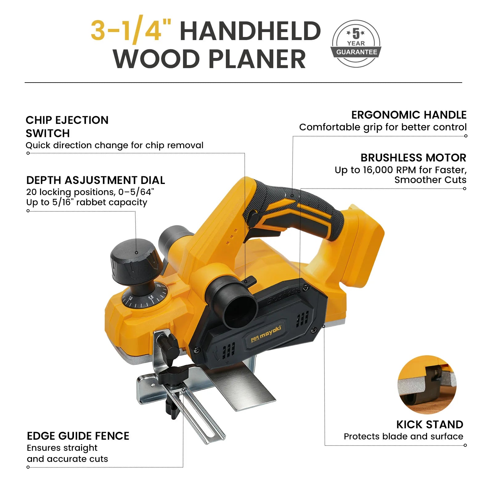 Electric planer Compatible with Dewalt 18V 20V Battery Woodworking Planer Household Tools Press Planer Hand Electric Planer