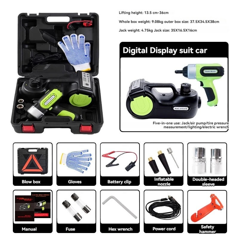 Electric Car Jack with Electric Impact Wrench Portable Car Jack for SUV MPV Sedan Truck Change Tires