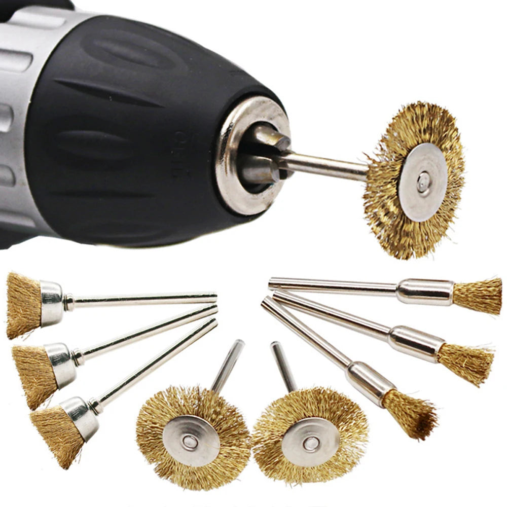 60 Pcs Dremel Accessories Wheel Brass Brush Rust Removal Stainle Wire Steel Tool For Working Polishing Rotary Voiture Mini Drill