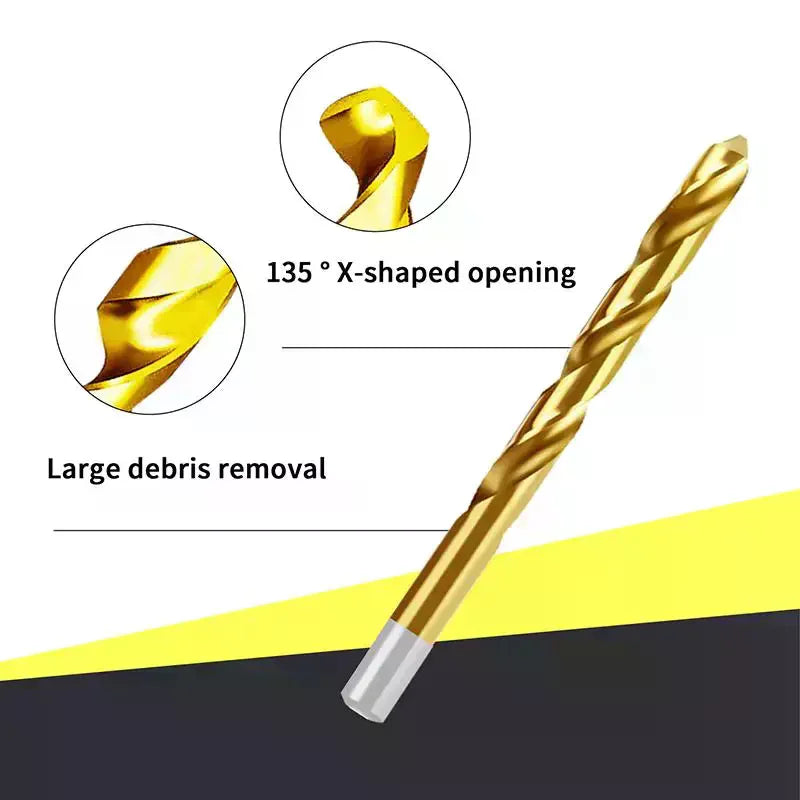 Twist Drill Set 1.5mm-6.5mm, 13Pcs Ideal for Wood, Metal, Marble and Tile