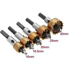 HSS Hole Saw Drill Bit Set 5Pcs Hole Cutter for Sheet Metal Reaming 16mm 18.5mm 20mm 25mm 30mm Professional Tool Kit