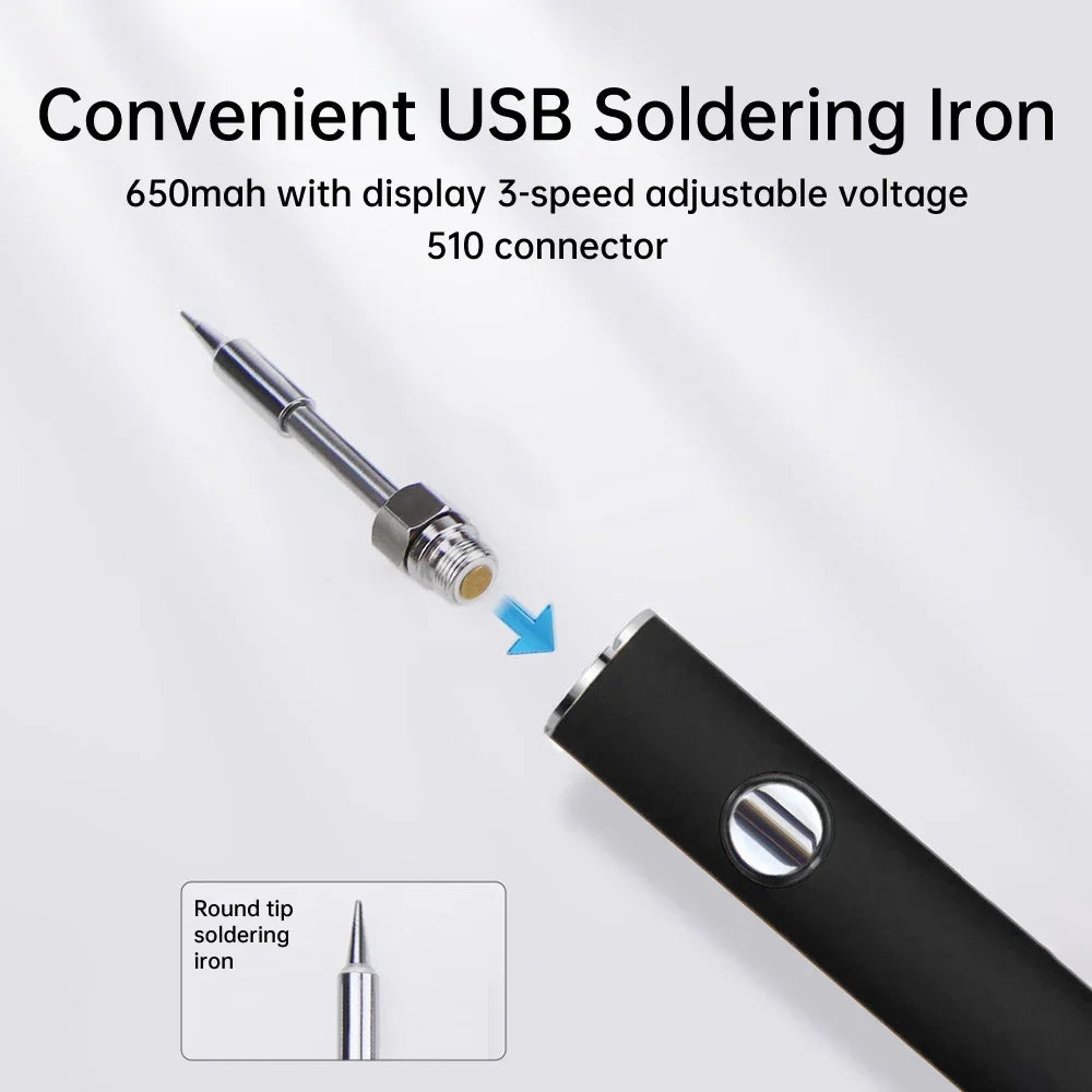 510 Smart Soldering Iron Kit Adjustable Voltage USB Powered Perfect for Electronics Enthusiasts and DIY Tasks