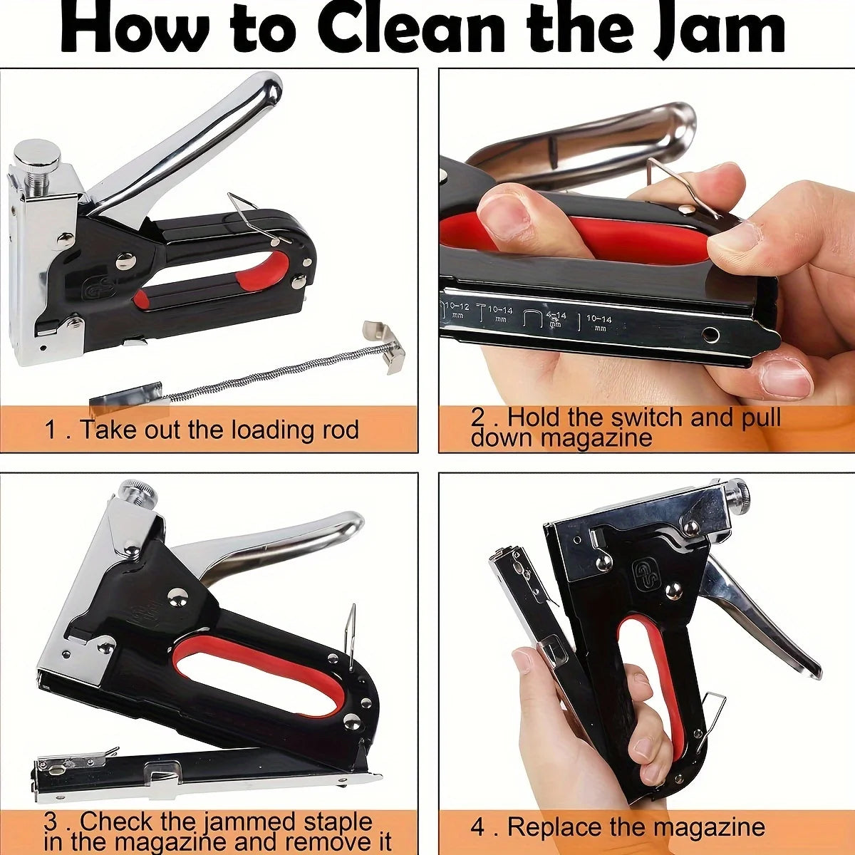 4 in 1 Upholstery Staple Gun Heavy Duty, with 600 Staples,Adjustment Stapler Gun for Wood, Upholstery, Carpentry, Decoration DIY