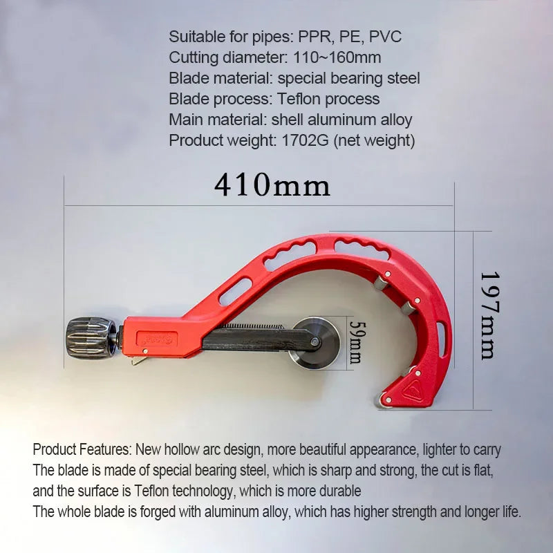 Portable Tube Cutter Metal Scissor Pipe Cutter 14-65mm/110-160mm Dual-purpose Scissor for Copper PVC PPR PE Cutting Tools