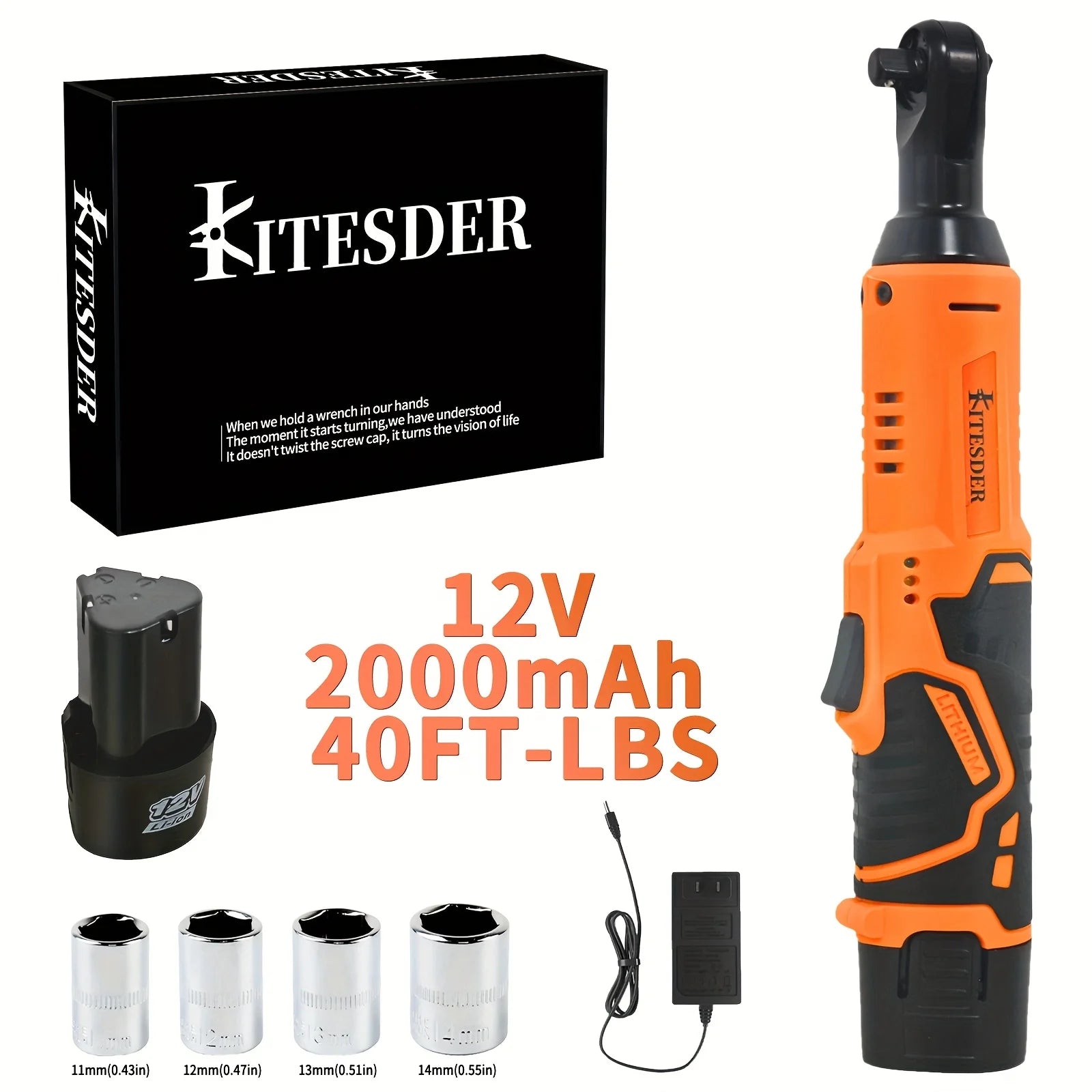 12V Electric Ratchet Wrench Set, 400 RPM Cordless Ratchet Wrench