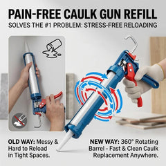 9 Inch 360° Rotating Multi-function Manual Caulking Gun Silicone Sealant Gun for Doors Windows Home Daily Hand Tools
