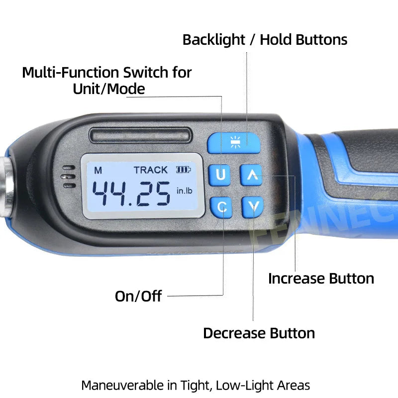 Digital Preset Torque Wrench 3/8" 1/4" Bidirectional Ratchet Head ±2% High Accuracy  Professional Adjustable Repair Hand Tools