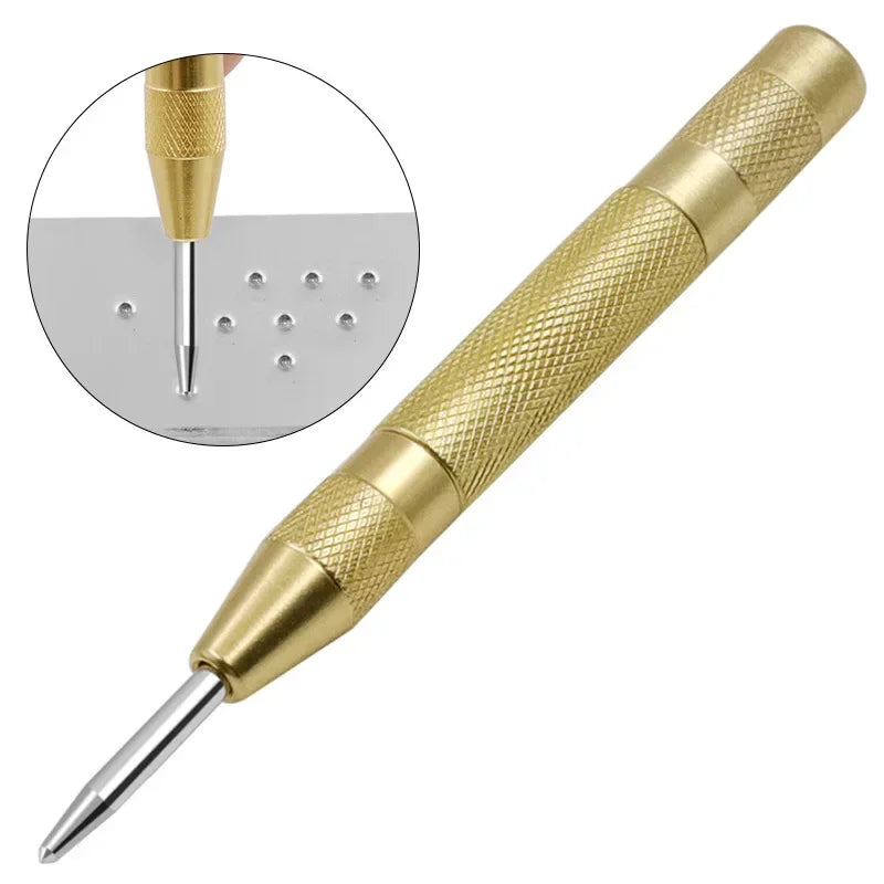 Professional Spring-Loaded Center Punch Tool | 5-inch Automatic Center Punch for Metal, Wood, and Plastic