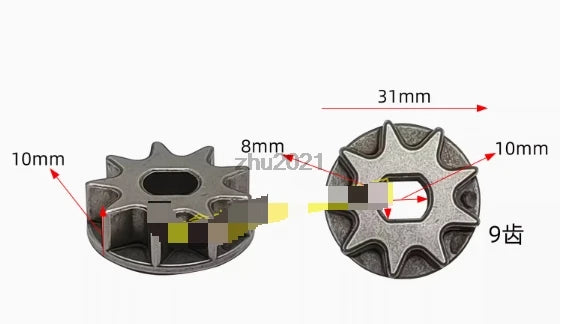 6-Inch Electric Chainsaw, 8-Inch Lithium Battery Saw, 9-Tooth Gear with 8*10 Inner Hole for Enhanced Cutting Performance