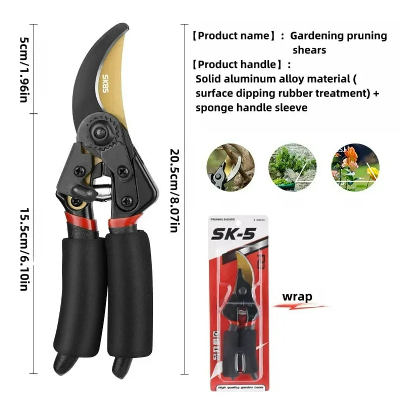 Garden Pruning Shears Plant Trim Horticulture Hand Pruner Shrub Garden Scissor Orchard Branch Shear Professional Pruning Tool