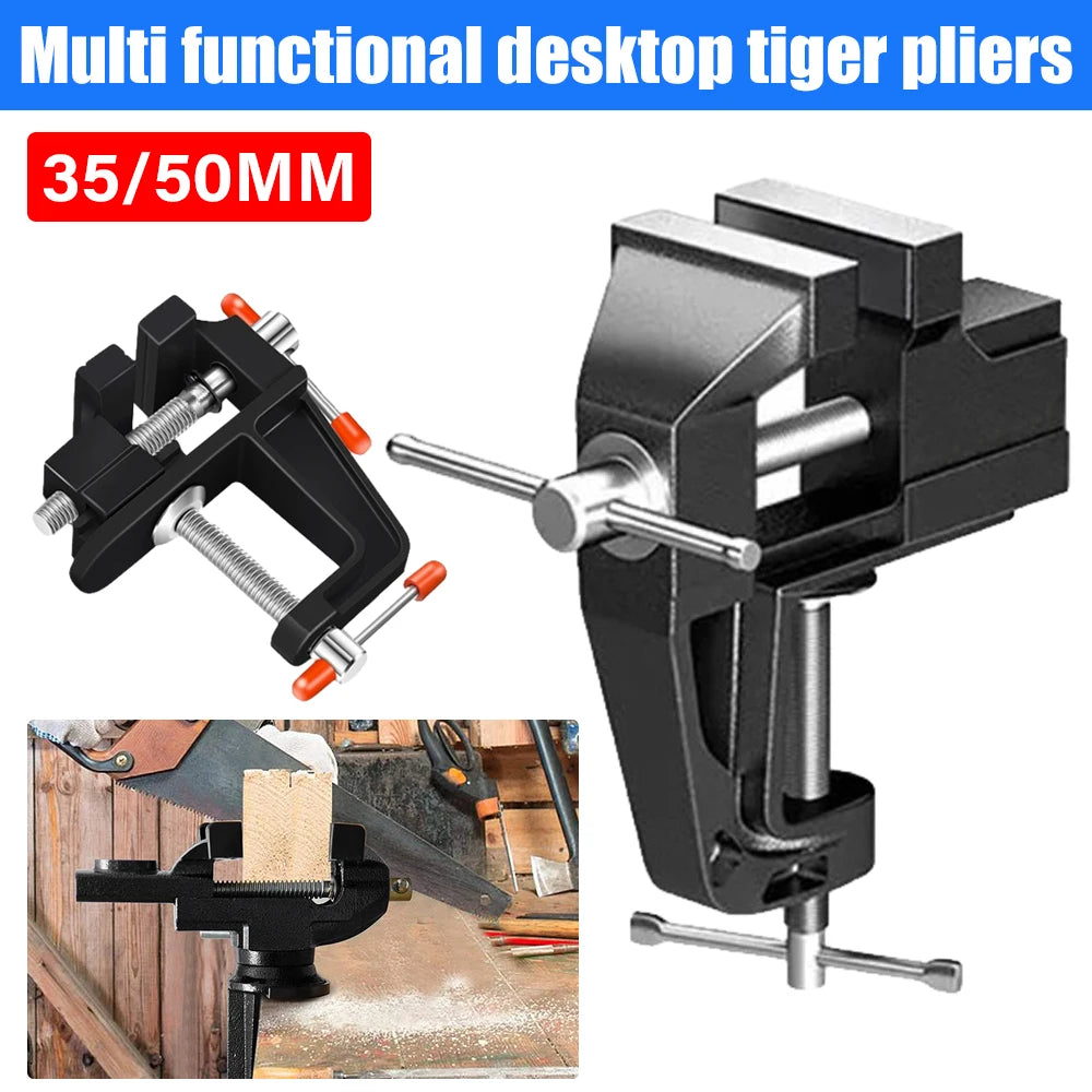 35mm/50mm Multipurpose Mini Bench Dual-Purpose Table Clamp-on Vise With 360 Degrees Swivel Base for Woodworking DIY Workbench