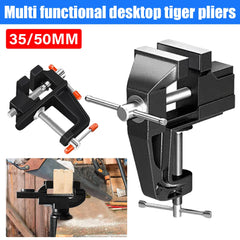 35mm/50mm Multipurpose Mini Bench Dual-Purpose Table Clamp-on Vise With 360 Degrees Swivel Base for Woodworking DIY Workbench
