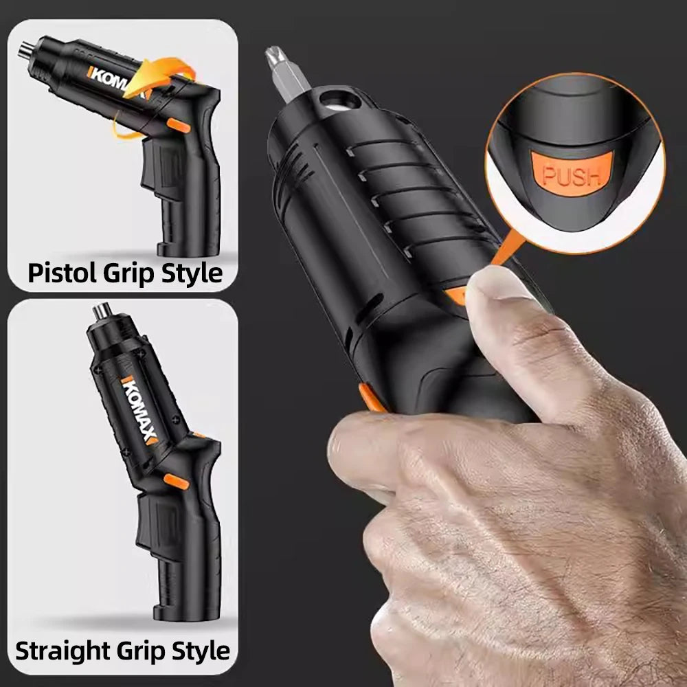 Electric Screwdriver Set, 4V Cordless Powered Screwdriver with Driver Bit Set in Carrying Case Rechargeable 2-Position Handle