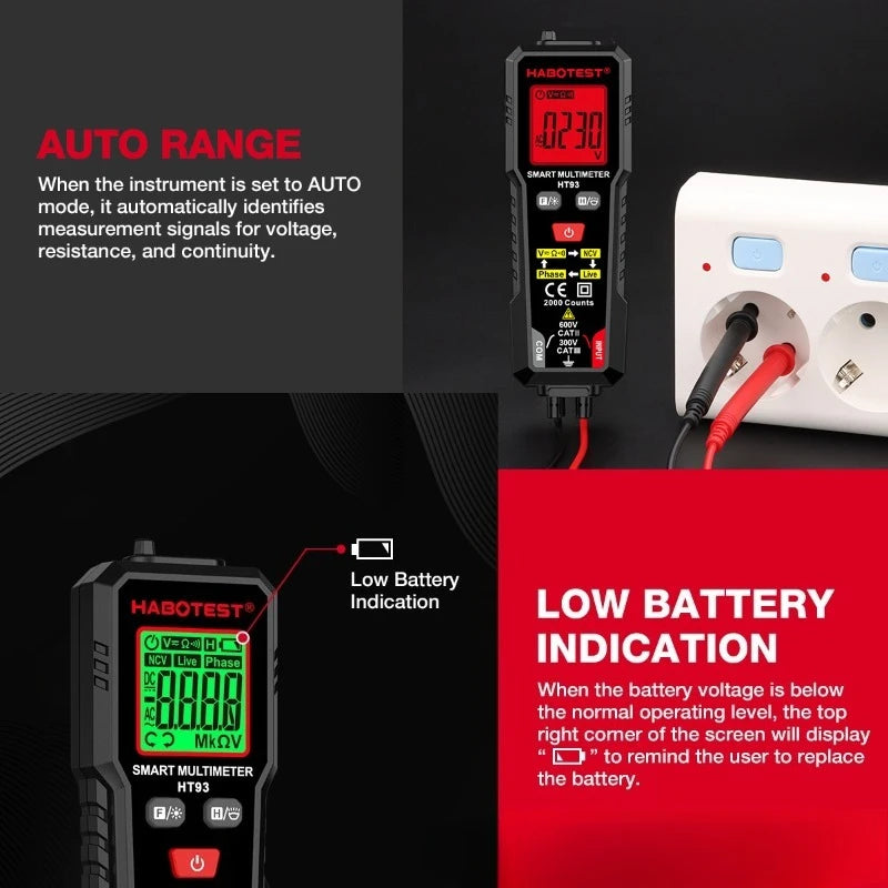 Digital Multimeter Intelligent AC/DC Voltage Current Tester Professional Electrician Repair Tools Multi-functional Multimeter