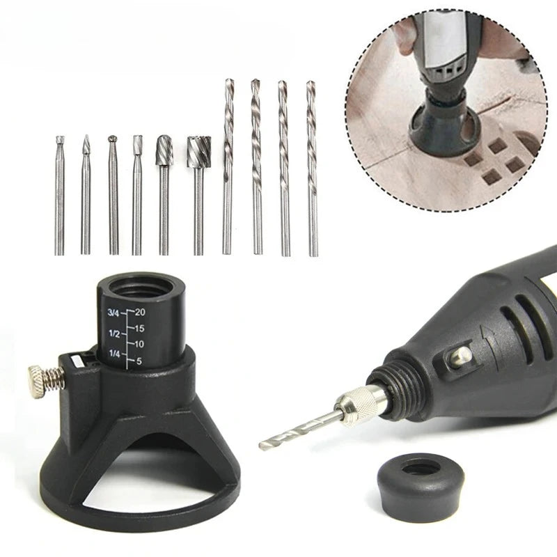 Rotary Router Milling Cutter Guide Attachment Twist Drill Bit Wood Carving Tool Kit Dedicated Locator Woodwork Tool for Dremel