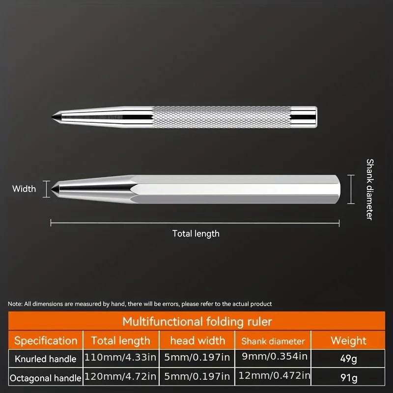 High Hardness Center Punch Non-slip Handle Tapered Punch Point Punch Locator Metal Drill Mark Center Punch Fitter's Chisel Punch