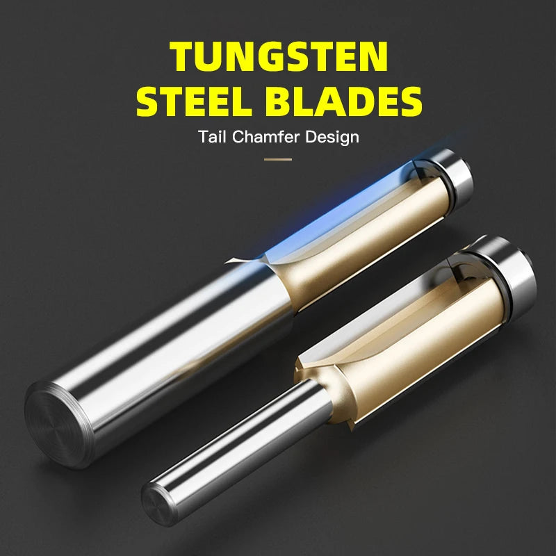 HUHAO Wood Router Bits Flush Trim Bit Top Bearing Carbide Milling Cutter Trimming Cutters Woodworking Tool Shank 1/2" 1/4 "