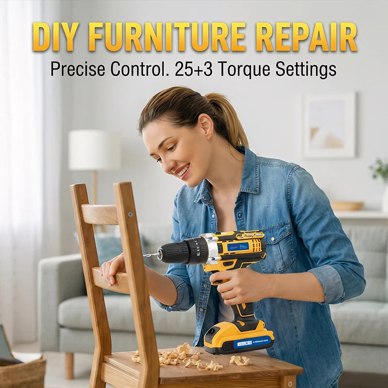 21V Electric Screwdriver Cordless Drill Set, Household Power Drill Driver Home DIY Tool Kit