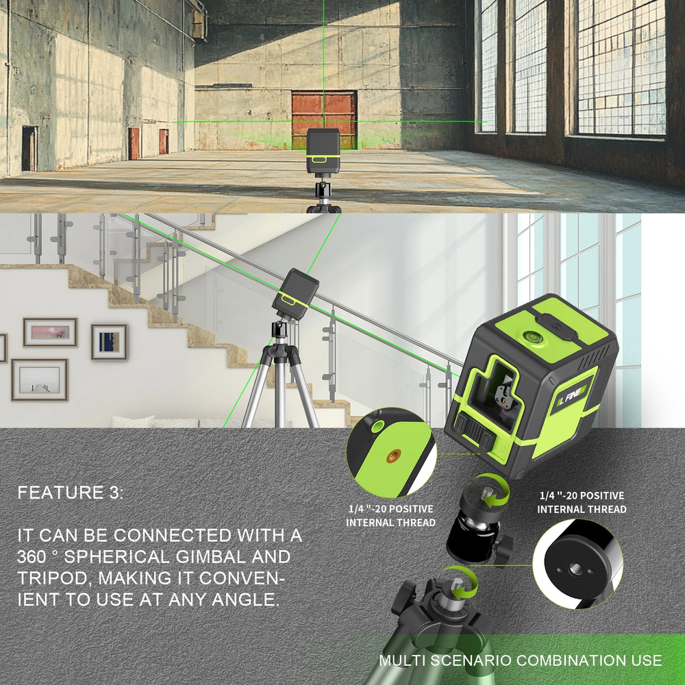 Lfine Laser Level 2 Lines Professional Level Laser Horizontal Vertical Nivel Laser automatic 360°Self-Leveling laser level Tools