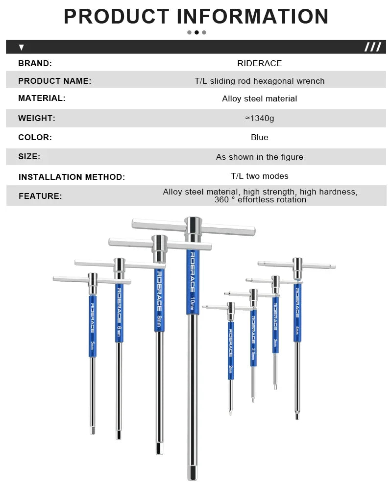 Allen Hex Key Wrench Hand  CRV Steel Inner Hexagon Spanner Bicycle Bike Repair Tools Set T Handle 2/2.5/3/4/5/6/8/10mm