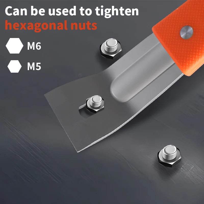 Pry Bar Stainless Steel Nut Crowbar with M4-M6 Hexagon Socket and Wrench Angle Head Nail Puller for prying lifting pulling