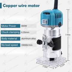 Wood Router+15PCS 1/4" Router Bit Set RouterTool 800W Wood Routers for Woodworking Tool,30000R/MIN Compact Edge Trimme