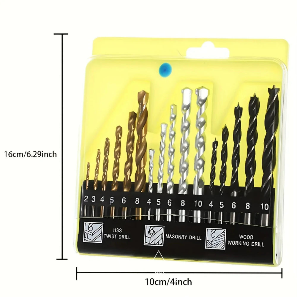 9-16PCS Wood Drill Bit Set 2mm 3mm 4mm 5mm 6mm 8mm 10mm Metal drill bit Carbide Tip Flat Shank Drill Concrete Stone Bricks 2025