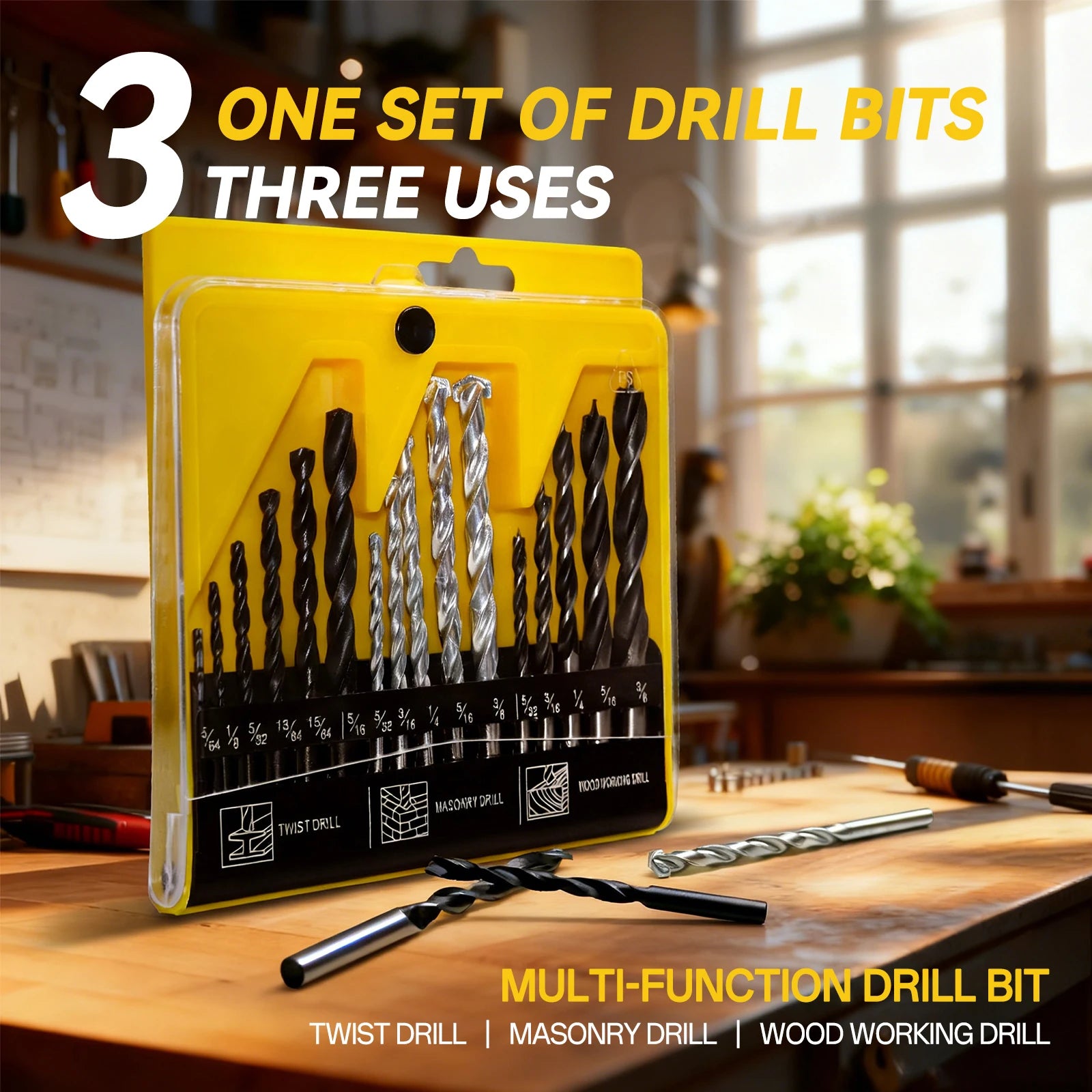 Mix-and-Match Twist Drill Set Woodworking & Metal Carbide Drill Bits Concrete Hand Drill Hole Saws