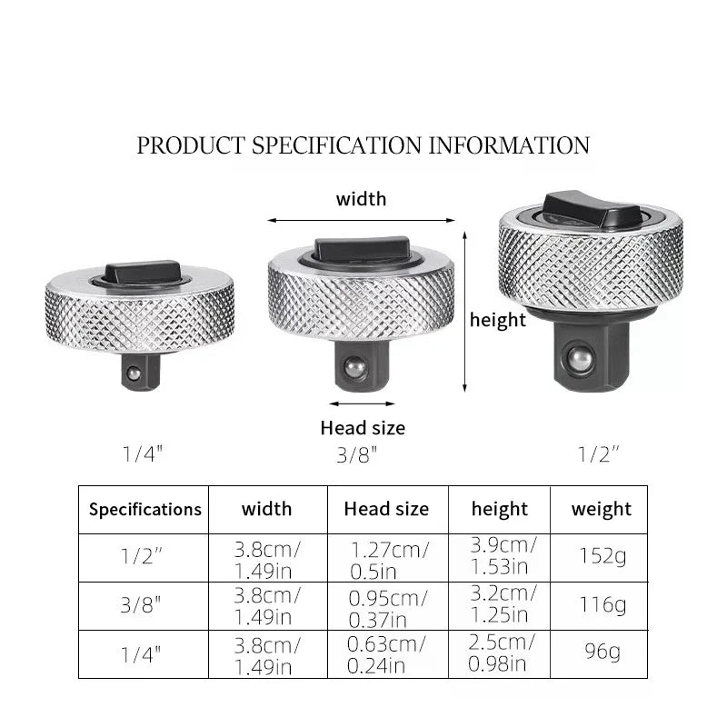 3pcs Adjustable Ratchet Wrench Set Quick And Labor-saving Small Portable Ratchet Wrench 1/2'' 3/8'' 1/4'' Socket