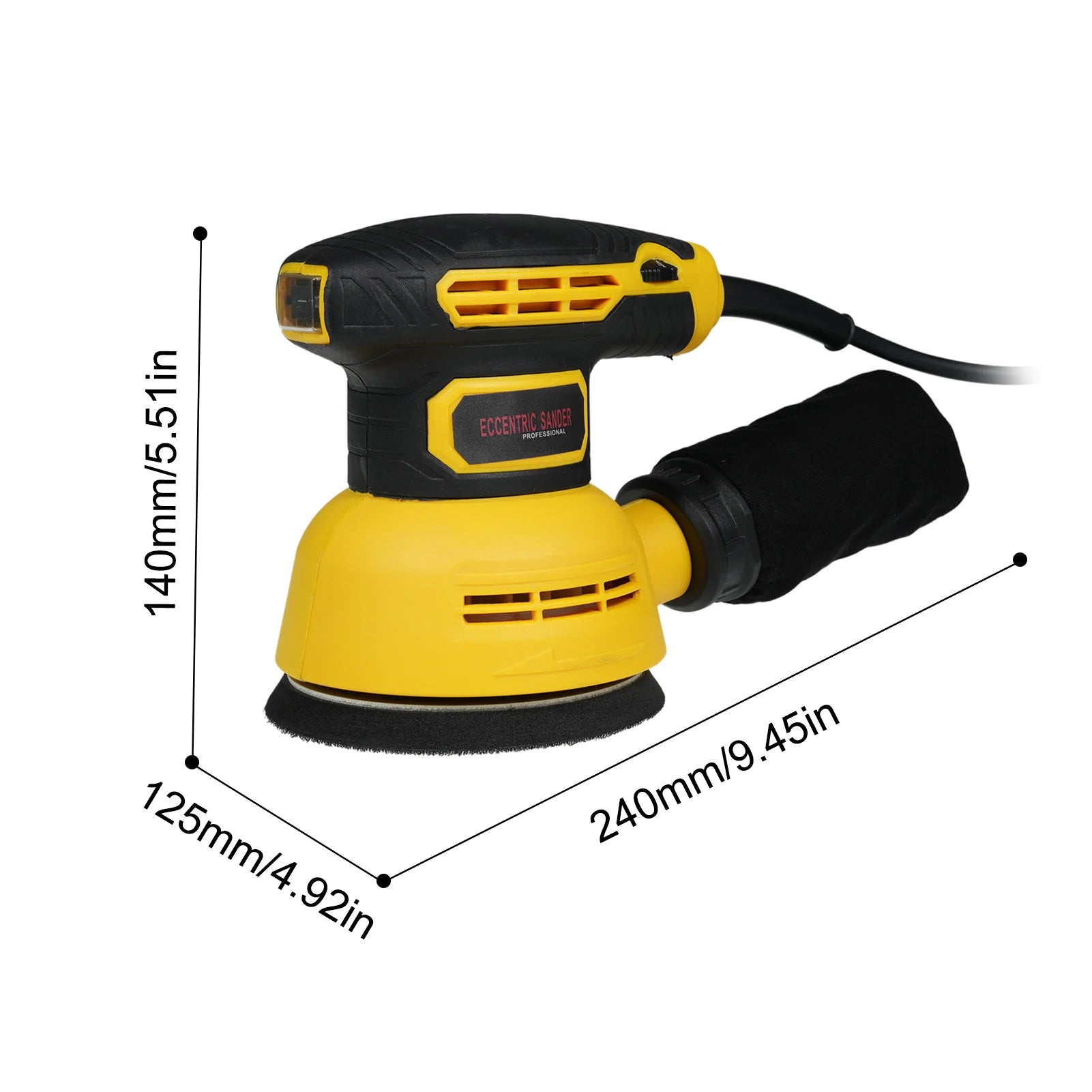 5 Inch Random Orbital Sander with 15Pcs Sandpapers 12000RPM 6 Variable Speed Sander Machine High Performance Dust Collection
