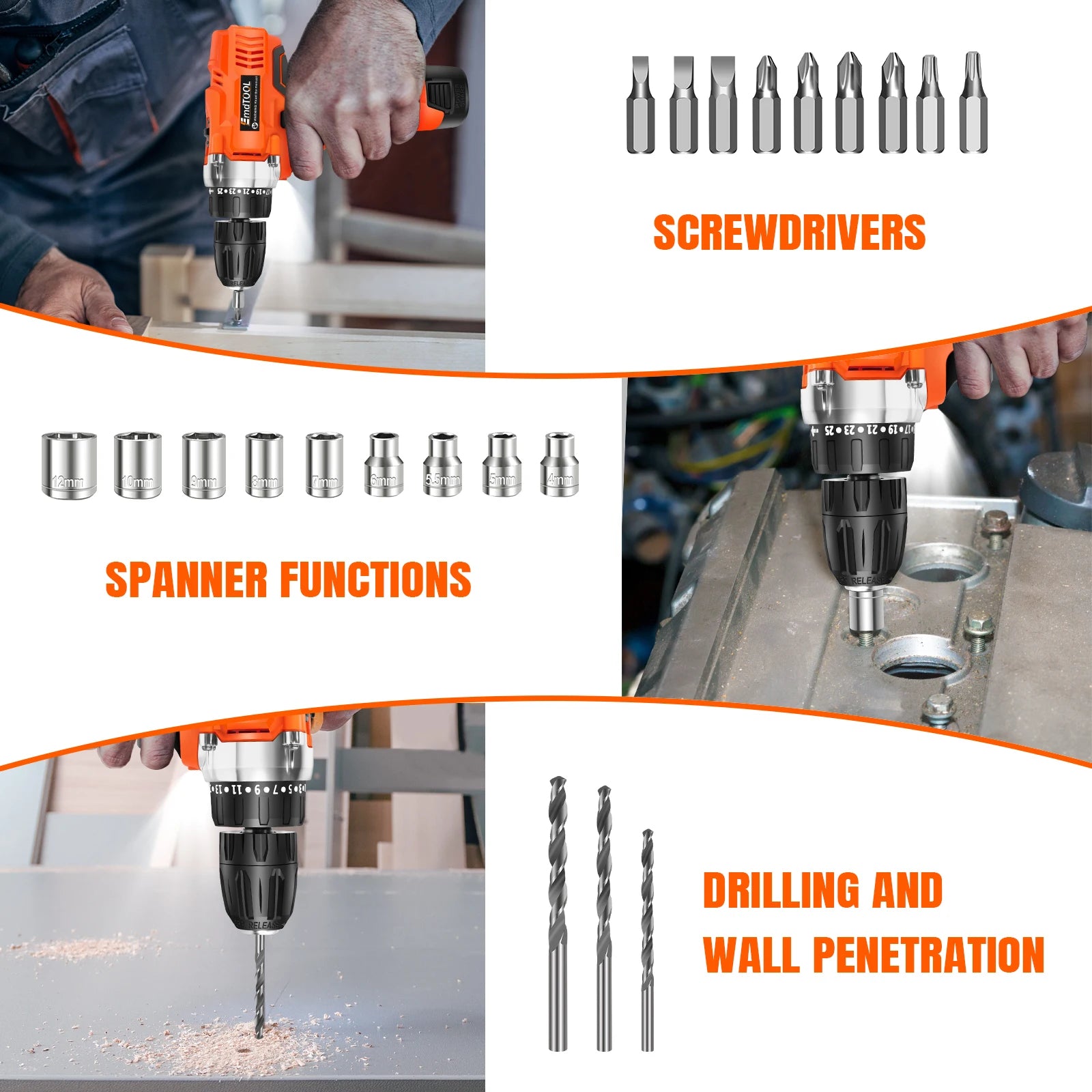DayPlus Cordless Drill Driver 25+1 Torque Combi Drill Power Kit, Electric Screwdriver Set, 2 Speeds