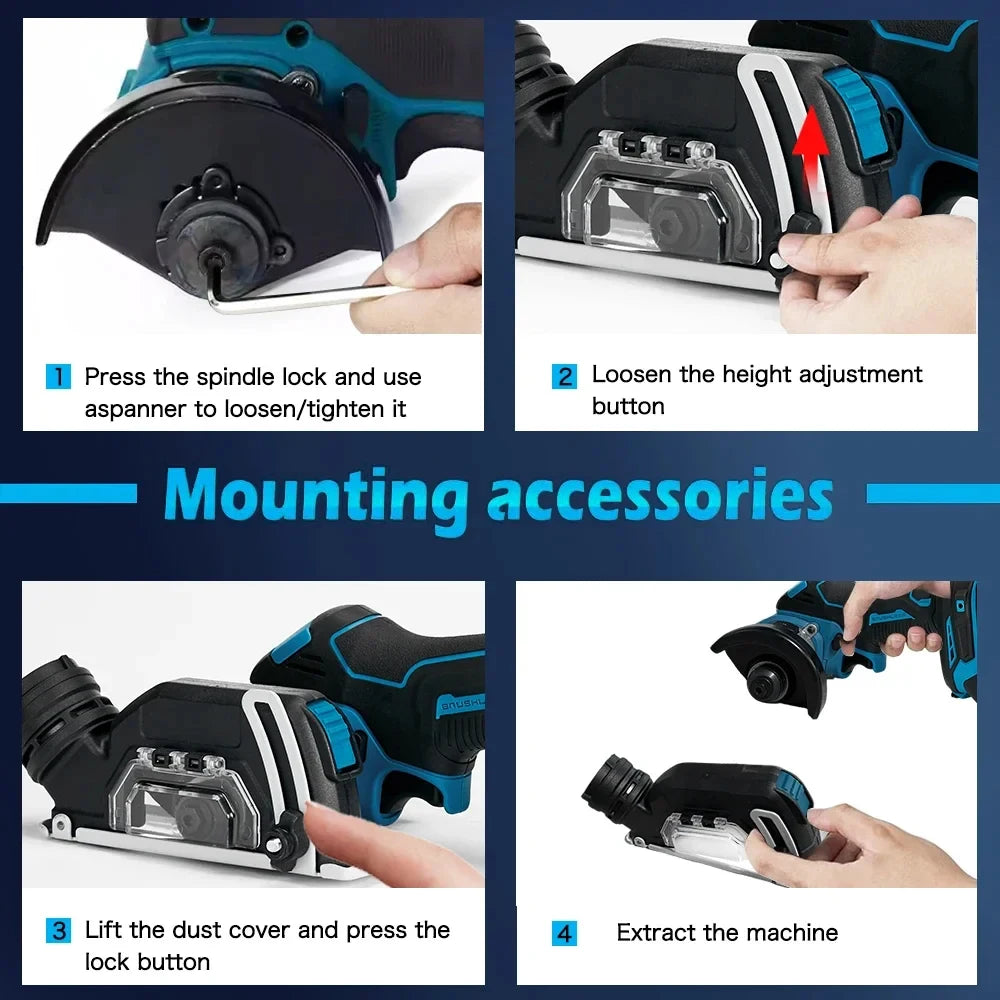 Makita  3 Inch Electric Cordless  Angle Grinder  Tile Cutter for Wood Tile Plastic 19500RPM  Cut Off Tool for 18V Battery