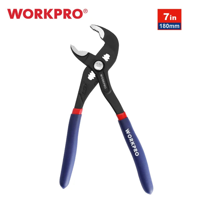 WORKPRO 7" Water Pump Pliers Adjustable Quick Adjusting Curved Jaw Groove Joint Pliers Non-Slip Comfort Handle