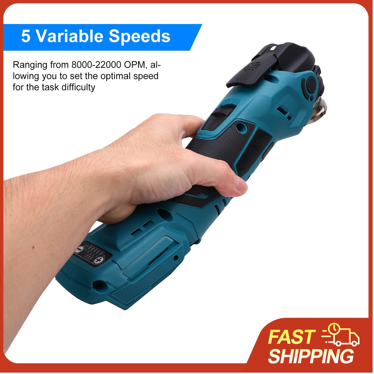 Oscillating Tool Cordless Oscillating Multi-function Cutting Machine 5 Variable Speed 8000-22000RPM with 2pcs Metal
