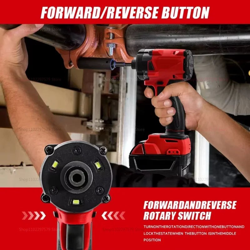 Wireless Brushless Electric Wrench 18V Impact Driver for Truck Car Repair Rechargeable Power Tool No Battery Included